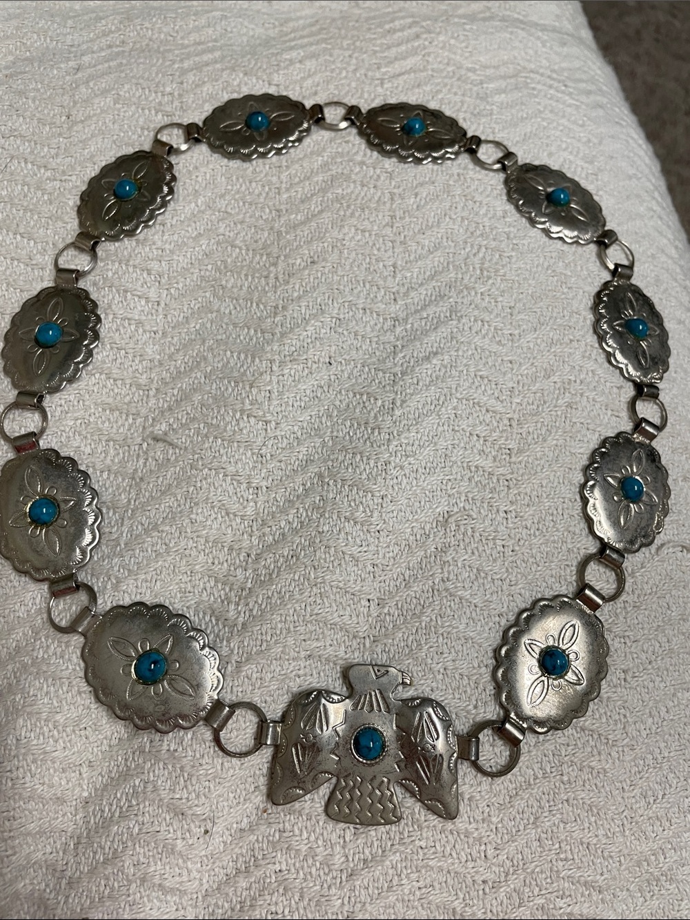 Vintage silver turquoise western style necklace - stunning